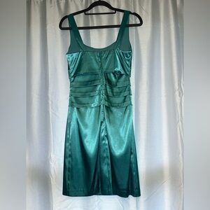 Electric Teal Satin Cocktail Dress